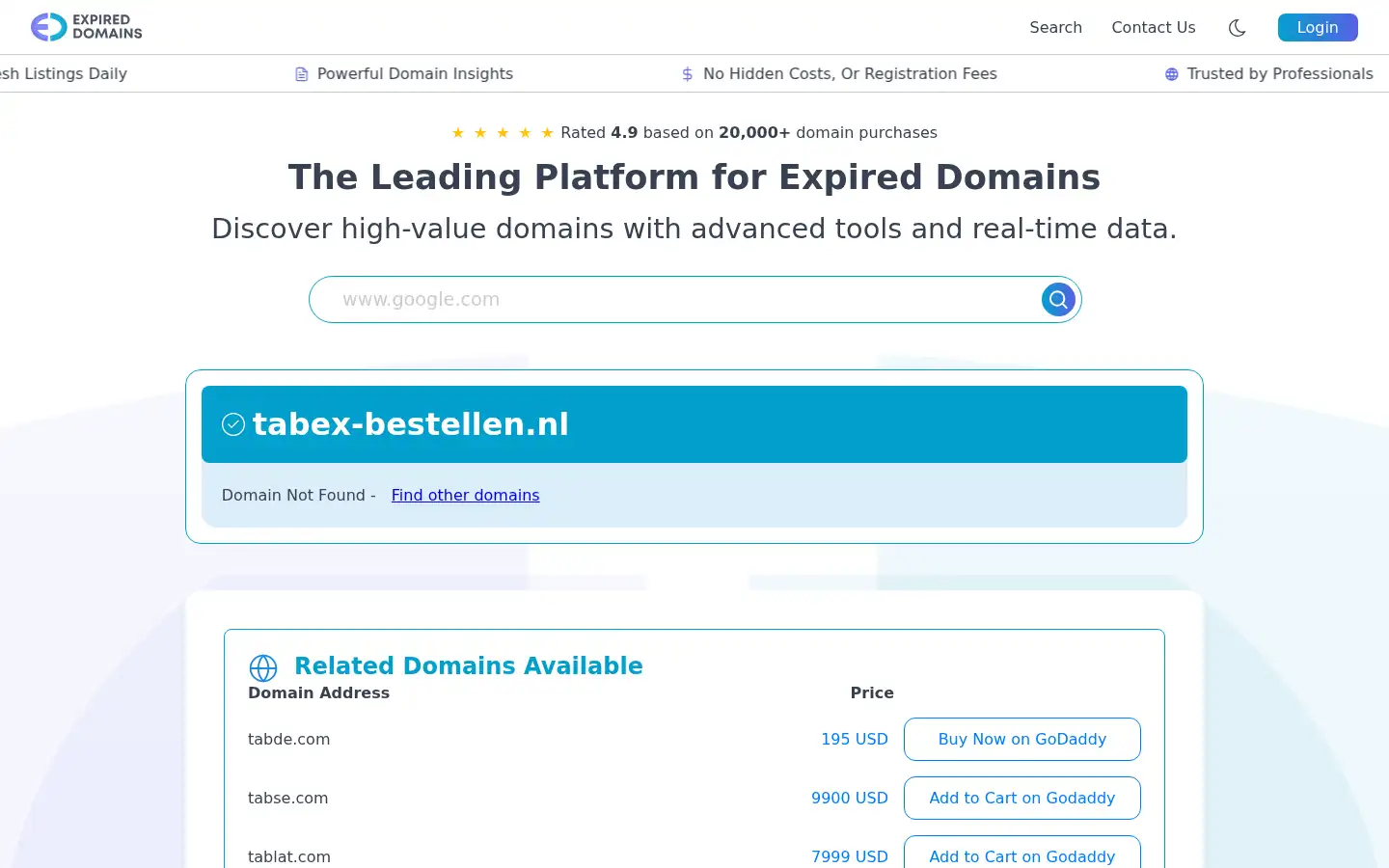 Screenshot of tabex-bestellen.nl