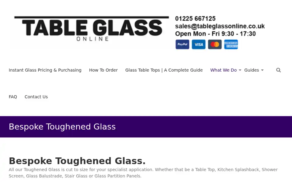 Screenshot of tableglassonline.co.uk
