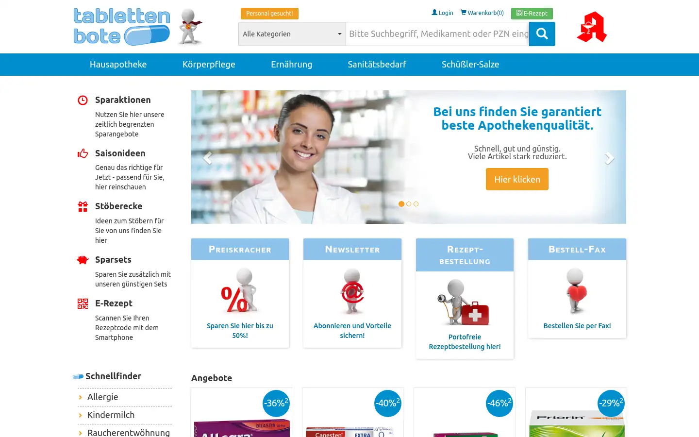 Screenshot of tablettenbote.de