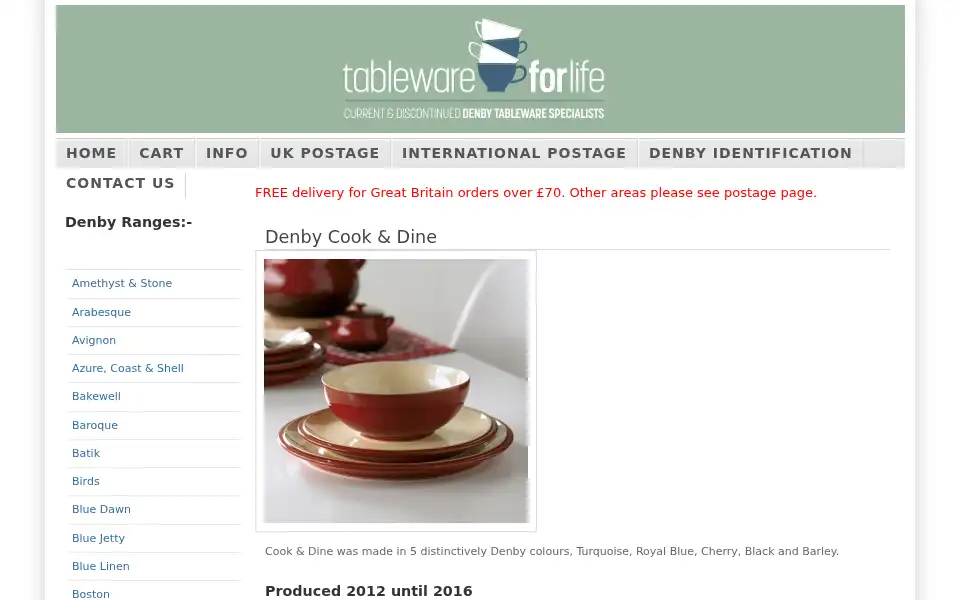 Screenshot of tablewareforlife.co.uk