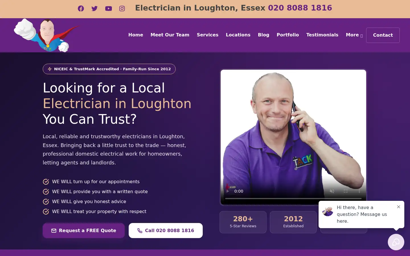 Screenshot of tack-electrical.co.uk