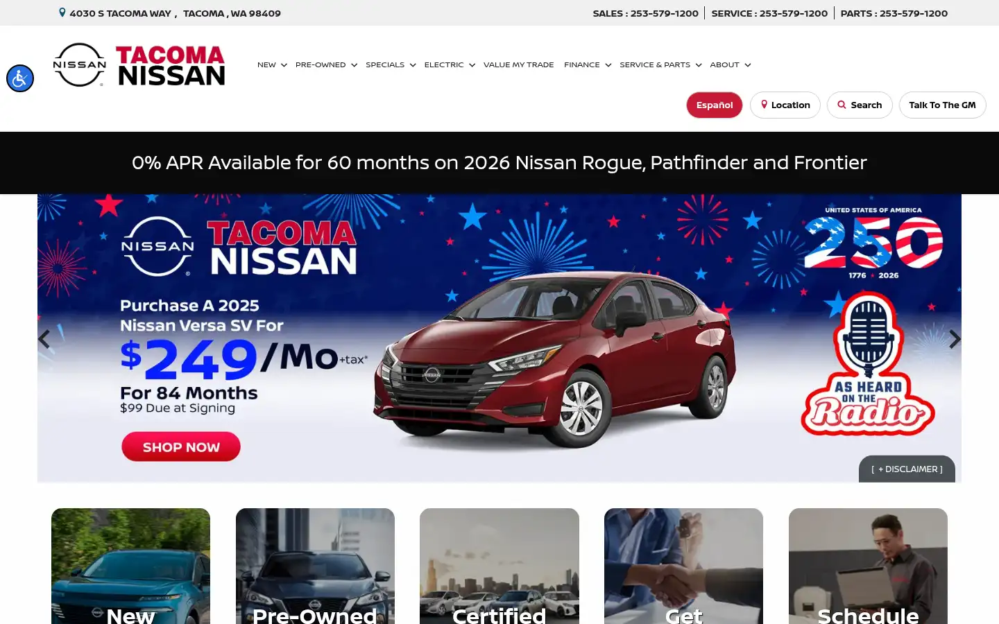 Screenshot of tacomanissan.com