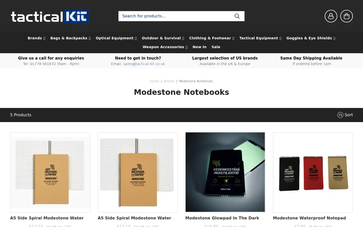 Screenshot of tactical-kit.co.uk