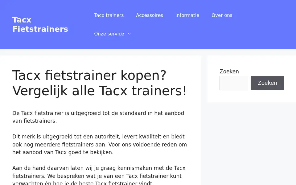 Screenshot of tacxfietstrainer.com