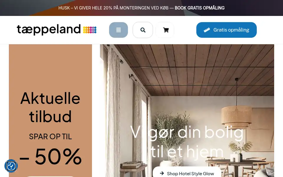 Screenshot of taeppeland.dk