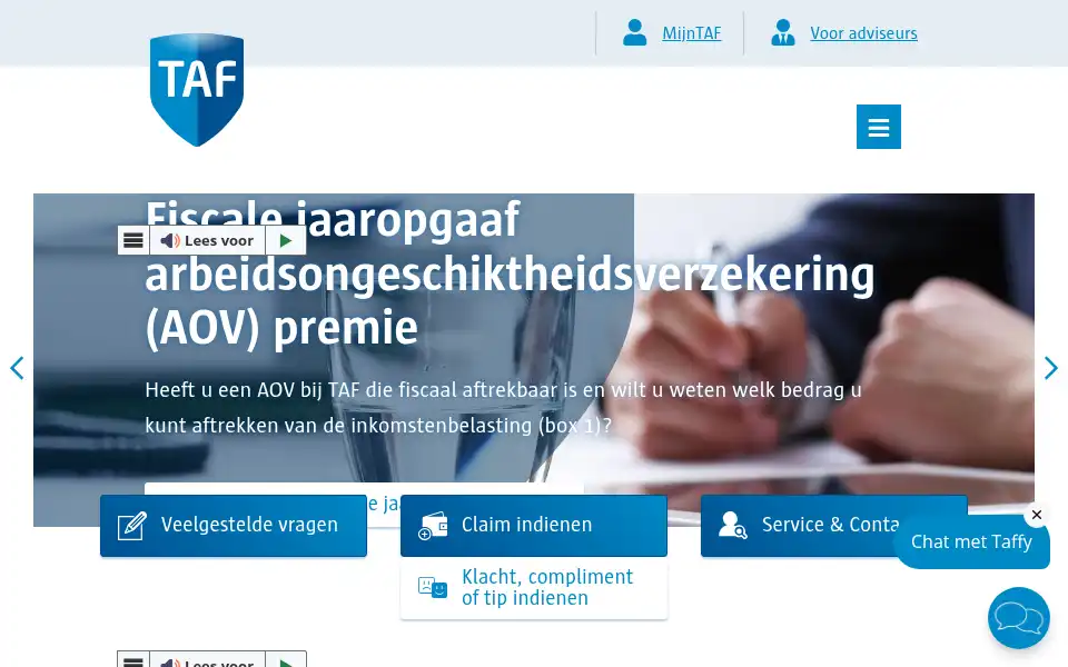 Screenshot of taf.nl
