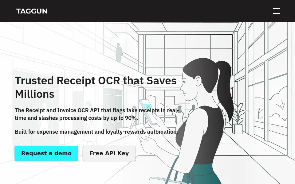 Screenshot of taggun.io