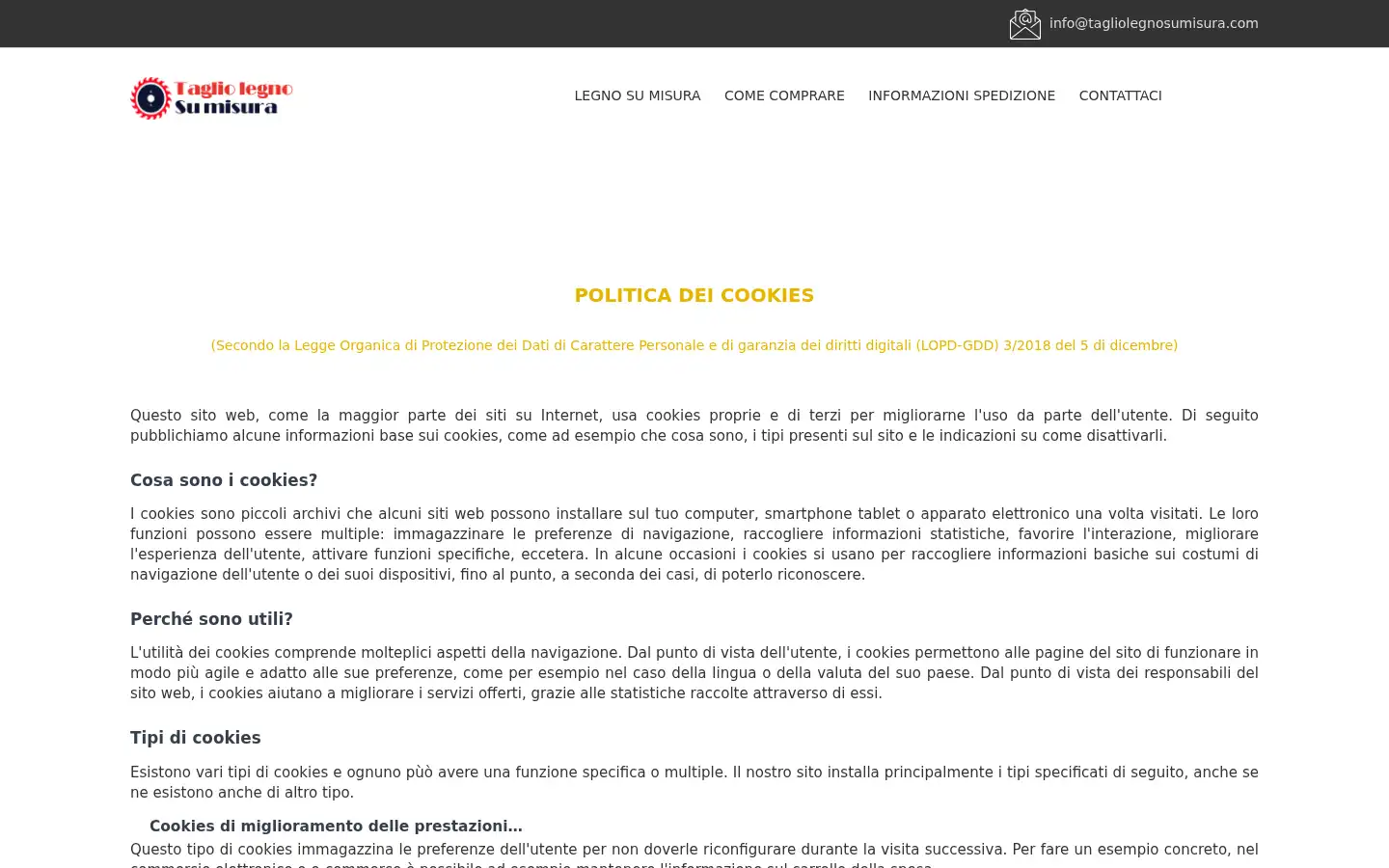 Screenshot of tagliolegnosumisura.com