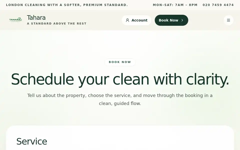 Screenshot of taharacleaning.co.uk