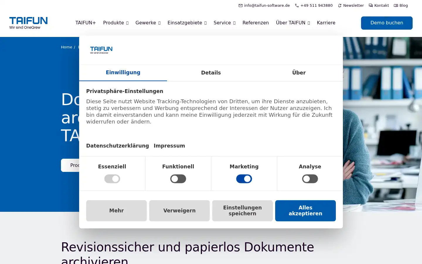 Screenshot of taifun-software.de
