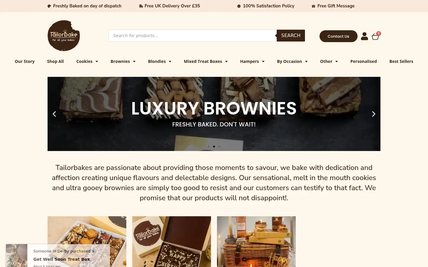 Screenshot of tailorbakes.com