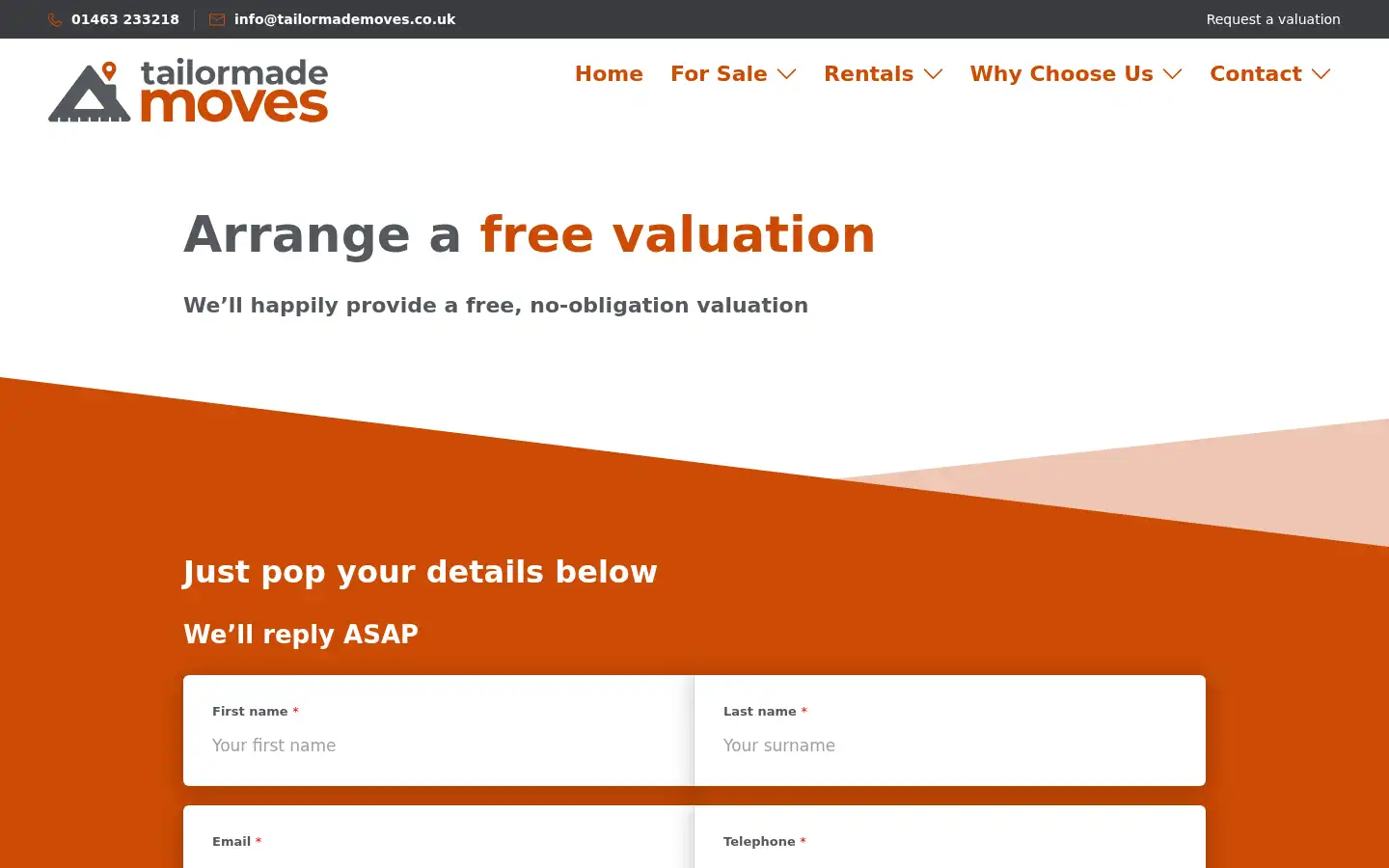 Screenshot of tailormademoves.co.uk