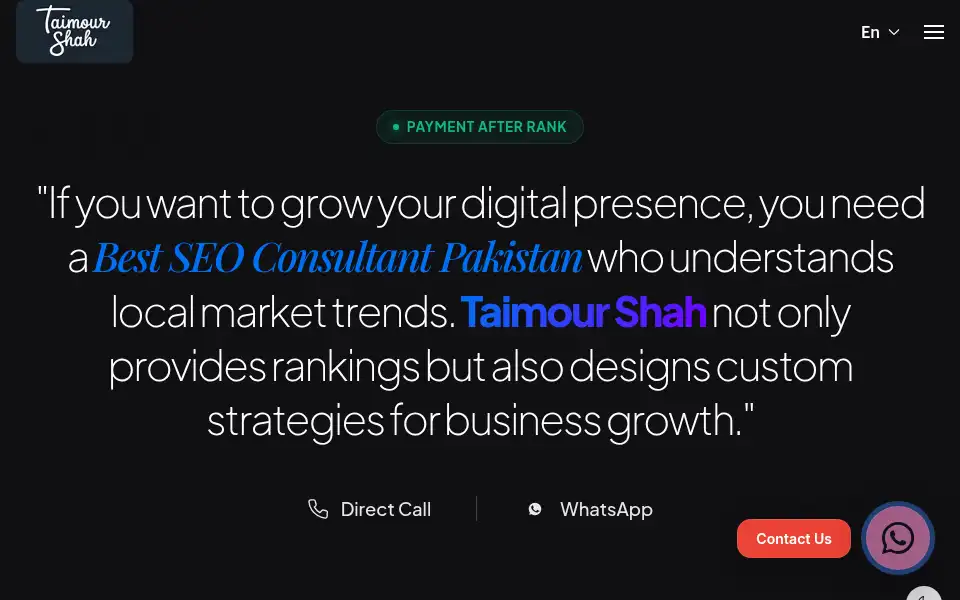 Screenshot of taimourshah.com