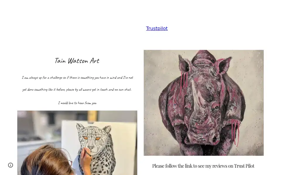 Screenshot of tainwatsonart.co.uk
