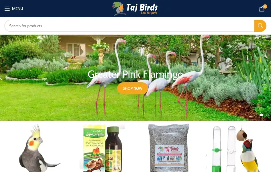 Screenshot of tajbirds.com