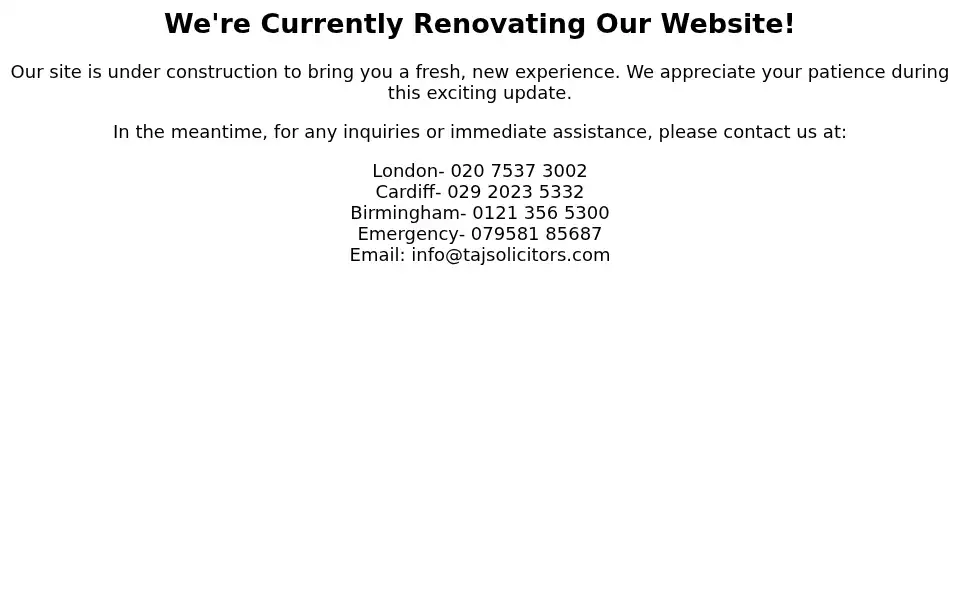 Screenshot of tajsolicitors.com