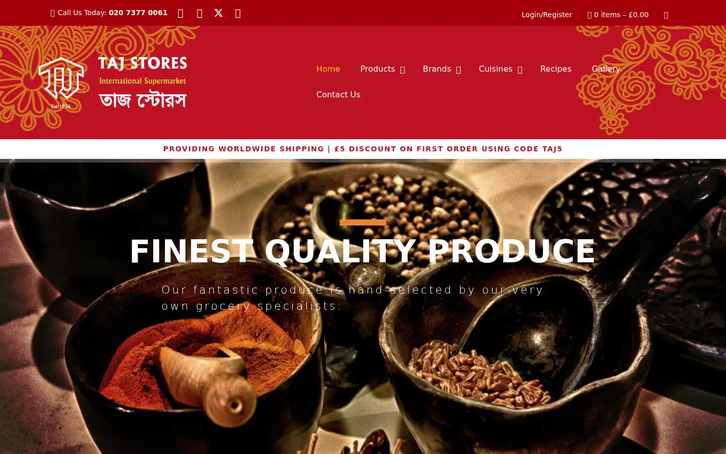 Screenshot of tajstores.co.uk