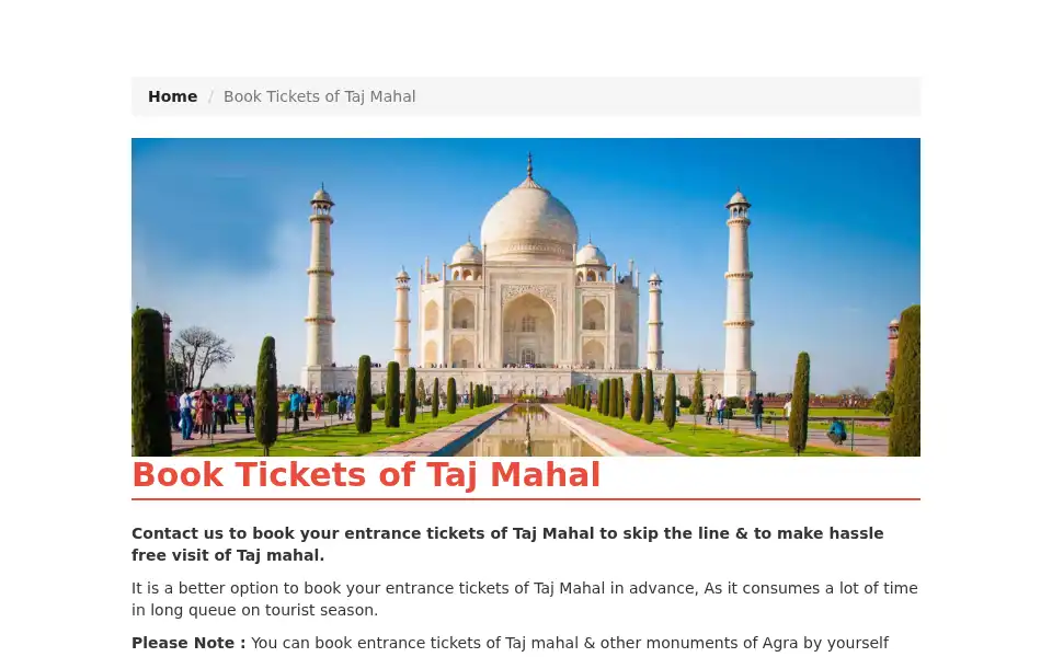 Screenshot of tajtourguide.com