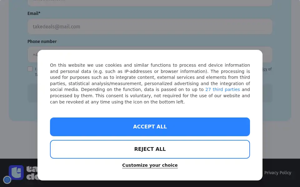 Screenshot of takedeals.com