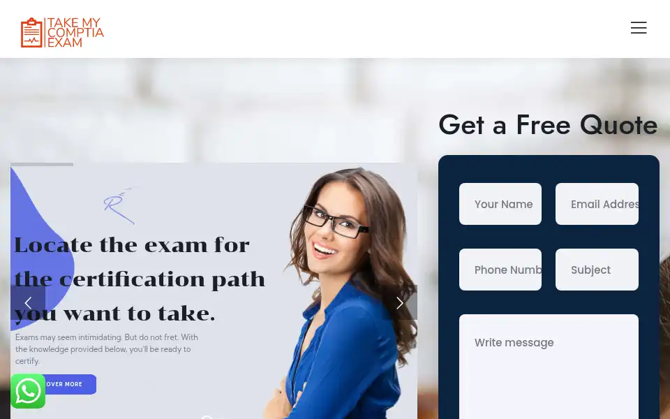 Screenshot of takemycomptiaexam.com