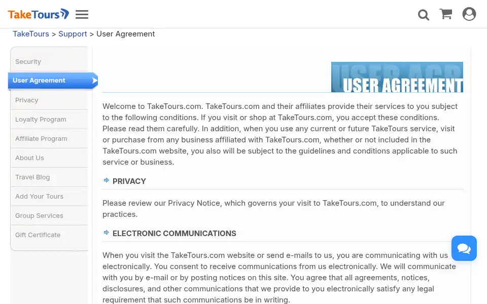 Screenshot of taketours.com