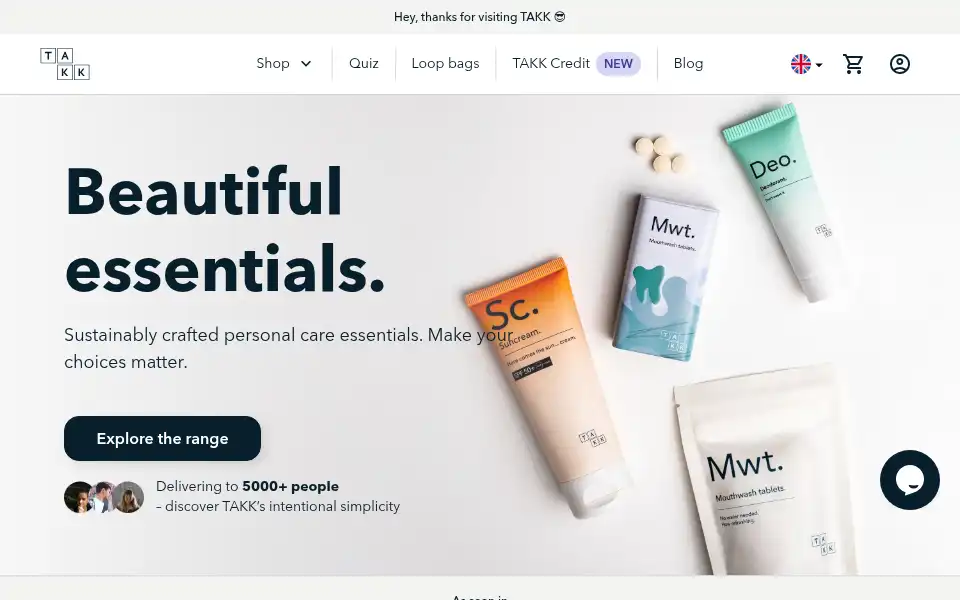 Screenshot of takk.co.uk