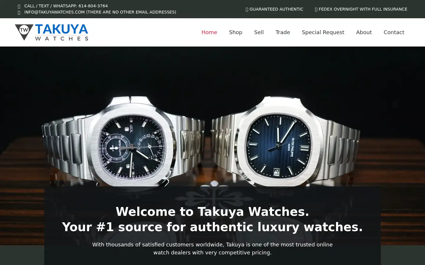 Screenshot of takuyawatches.com