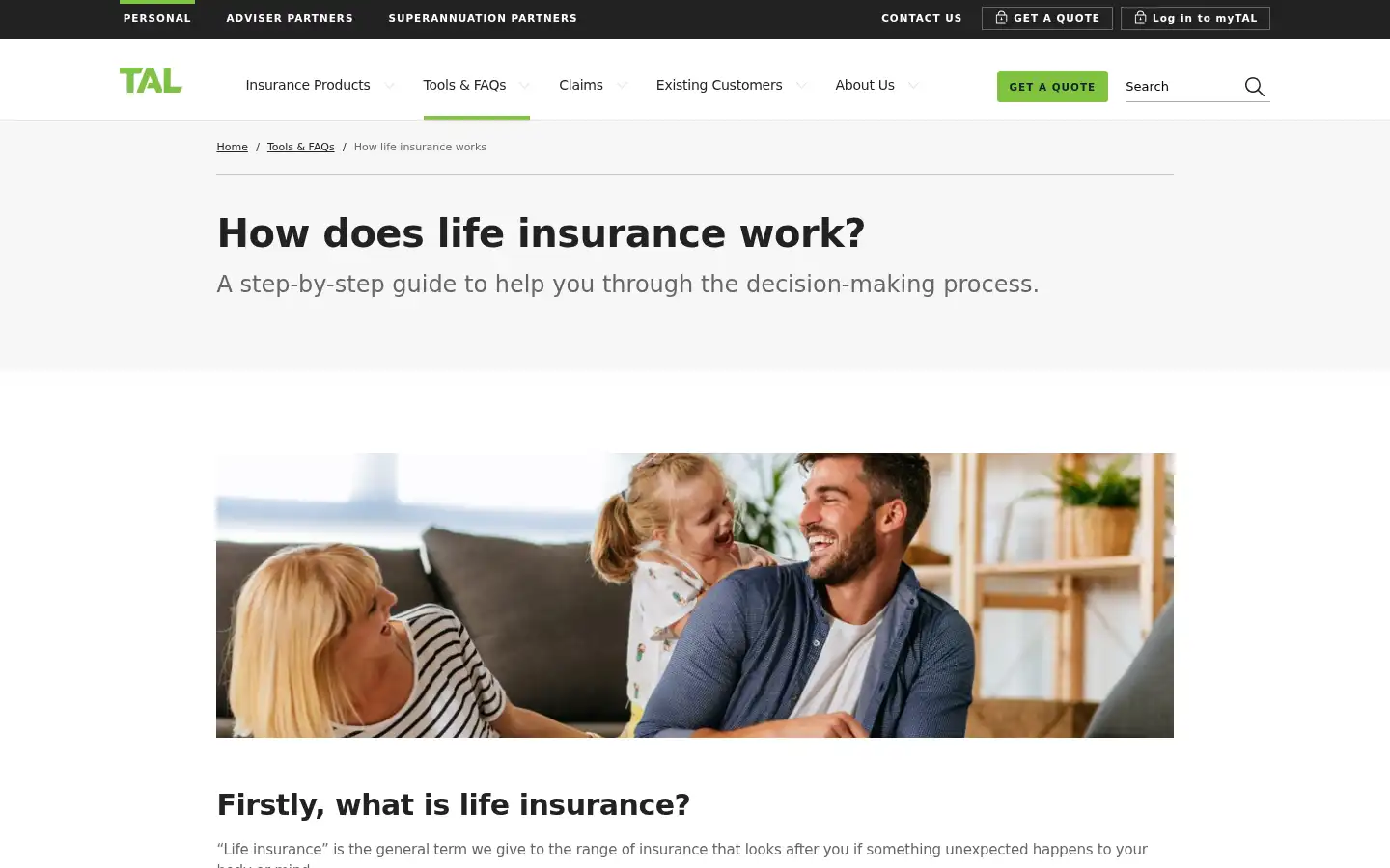 Screenshot of tal.com.au