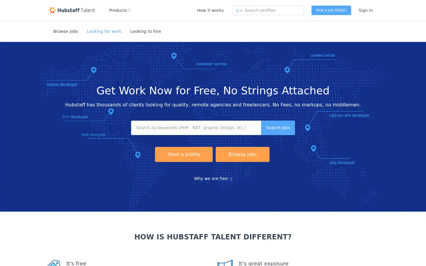 Screenshot of talent.hubstaff.com
