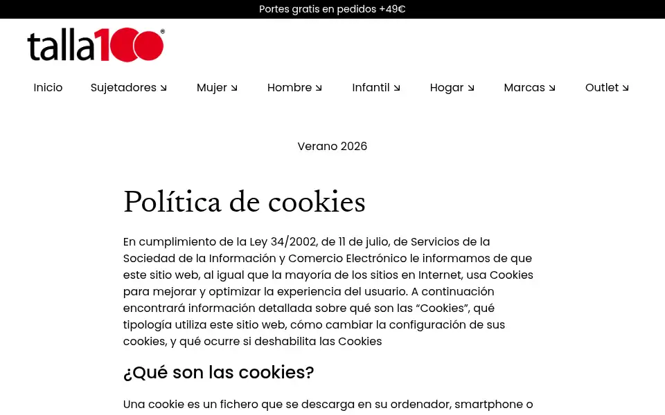 Screenshot of talla100.com