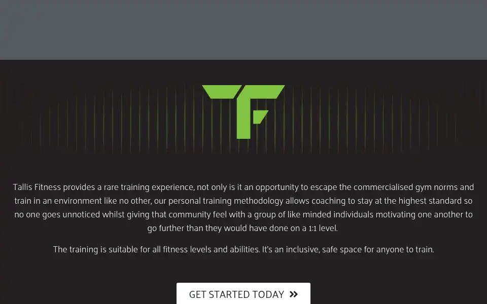 Screenshot of tallisfitness.co.uk