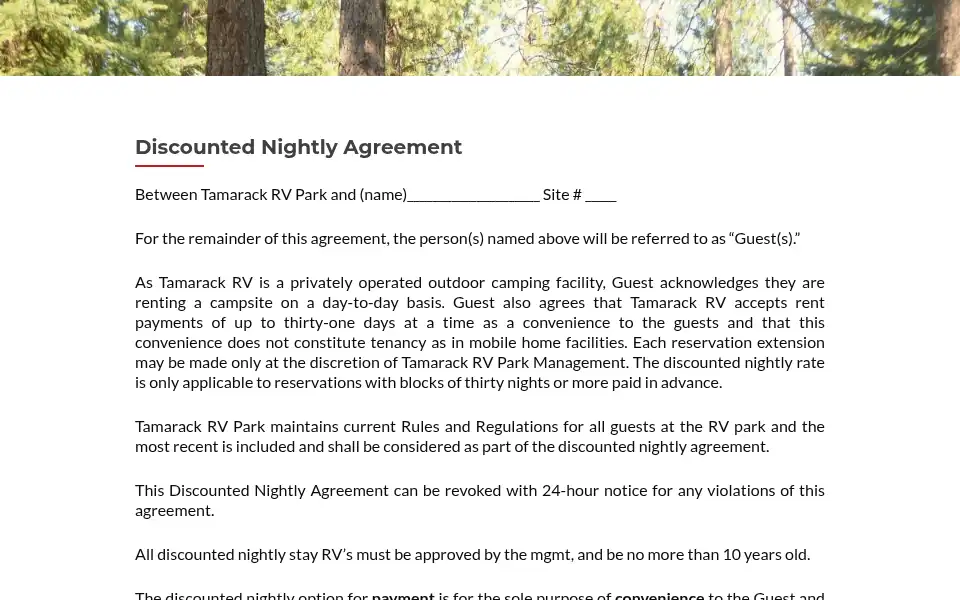 Screenshot of tamarackrvpark.com