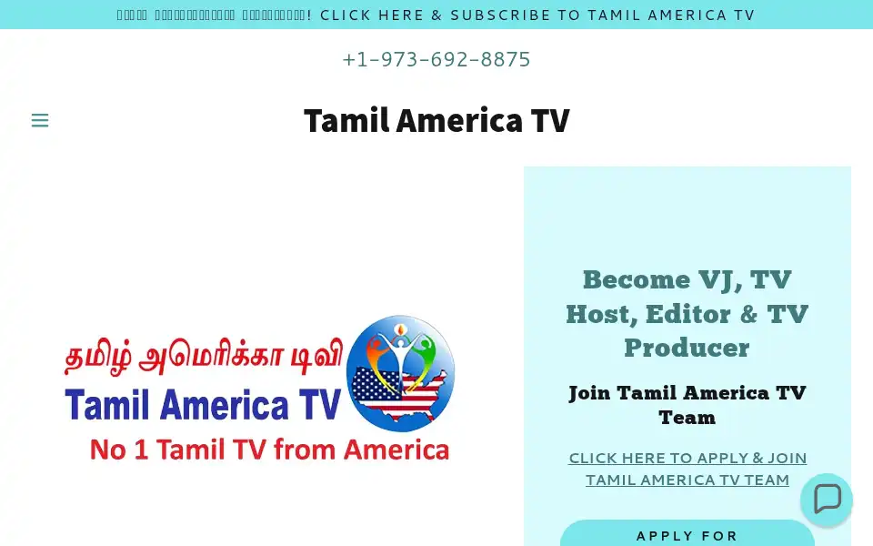 Screenshot of tamilamericatv.com