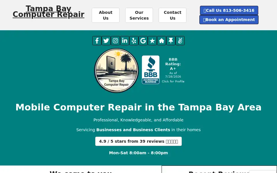 Screenshot of tampabaycomputerrepairllc.com
