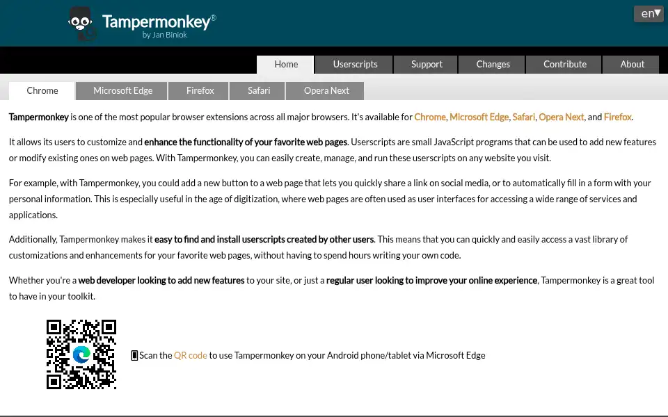 Screenshot of tampermonkey.net