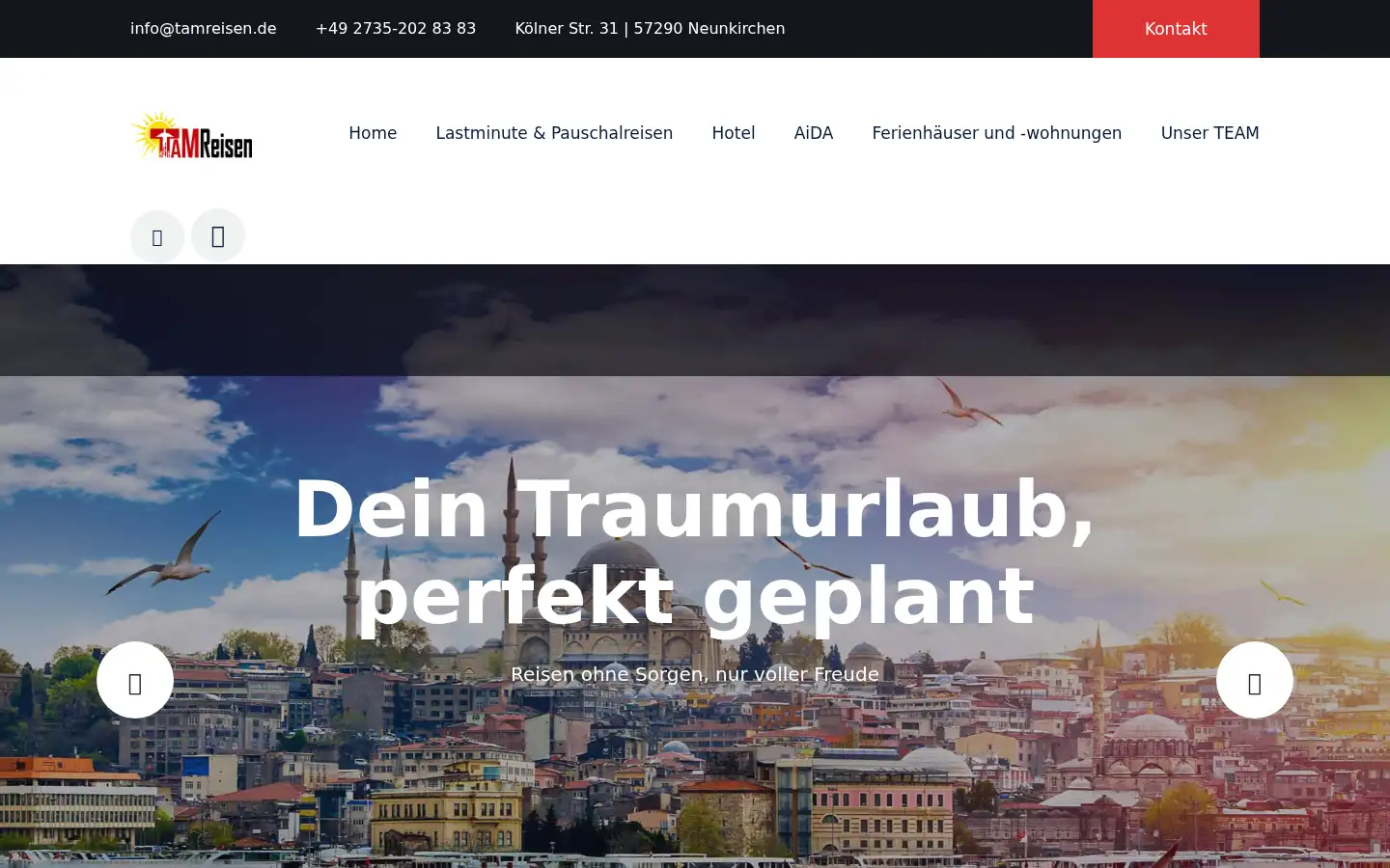 Screenshot of tamreisen.de