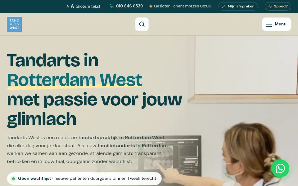 Screenshot of tandarts-west.nl