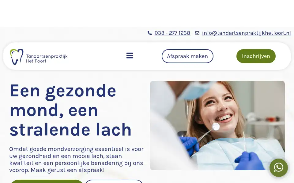 Screenshot of tandartsenpraktijkhetfoort.nl