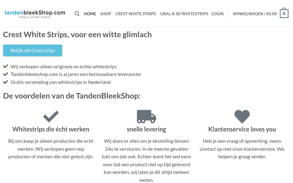 Screenshot of tandenbleekshop.com