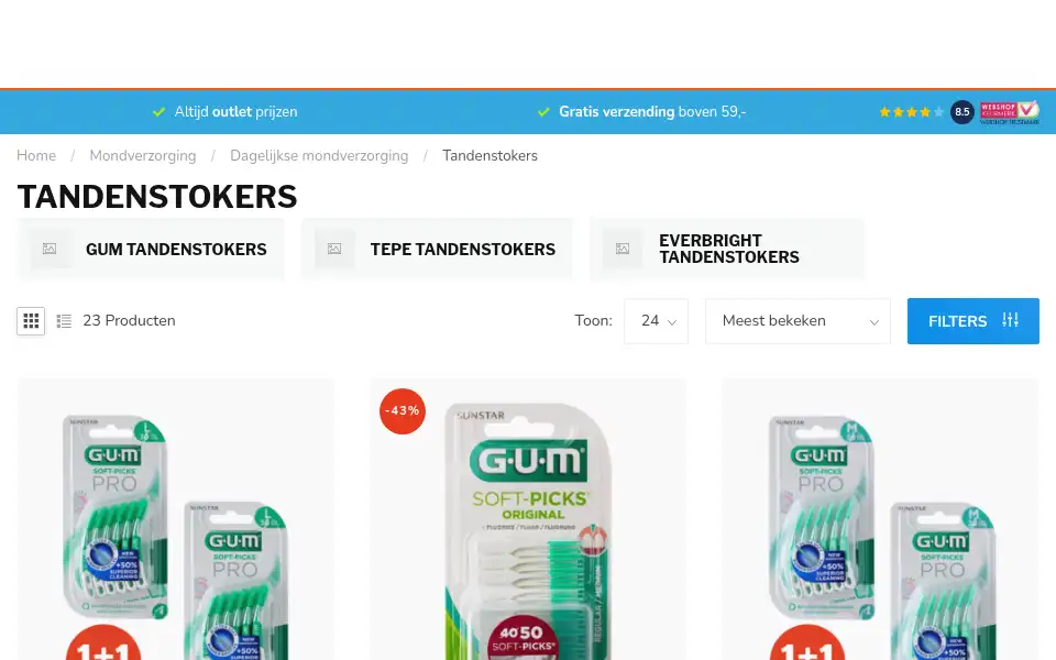 Screenshot of tandenborsteloutlet.nl