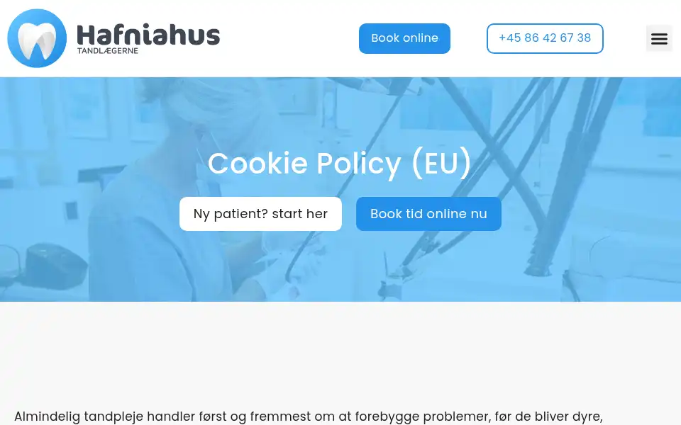 Screenshot of tandlaegernehafniahus.dk