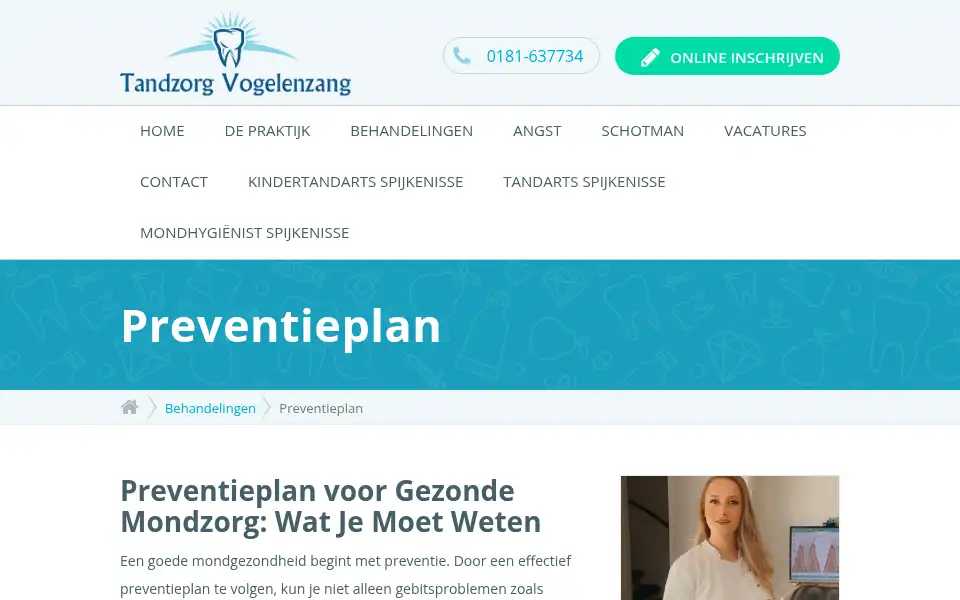 Screenshot of tandzorgvogelenzang.nl