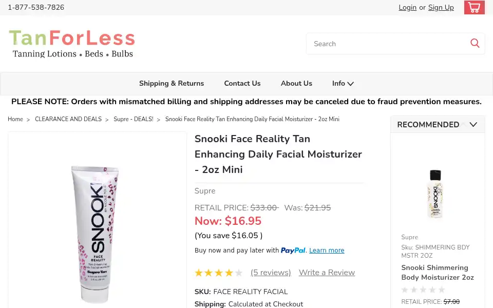 Screenshot of tanforless.com