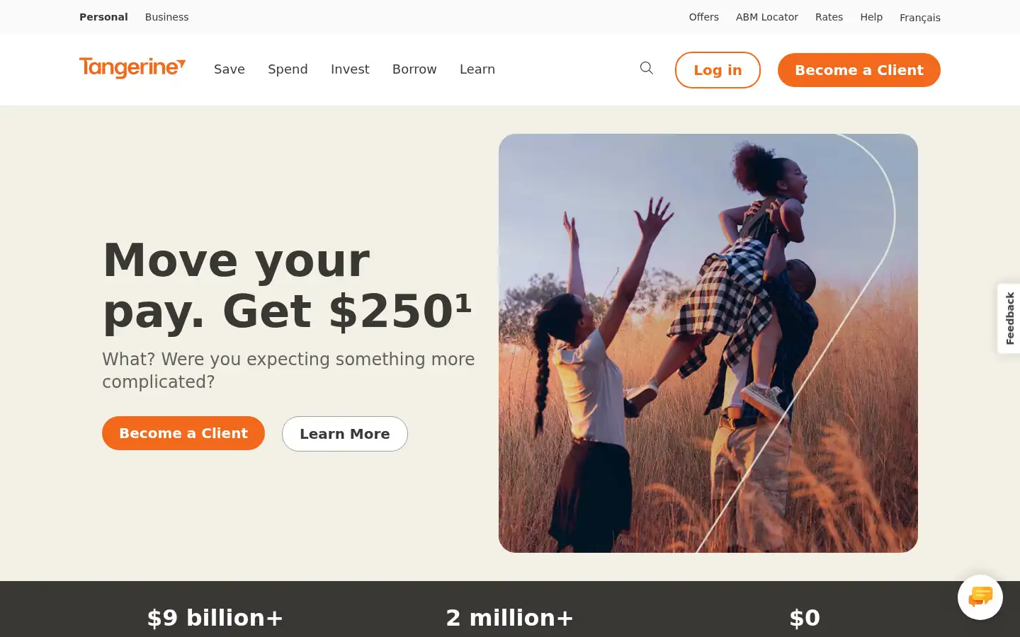 Screenshot of tangerine.ca