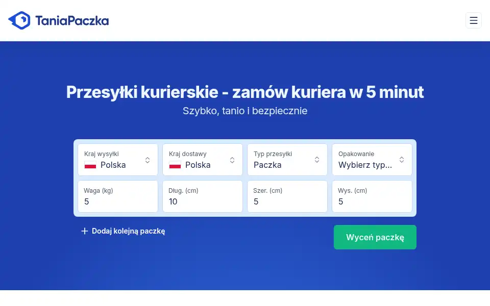 Screenshot of taniapaczka.pl