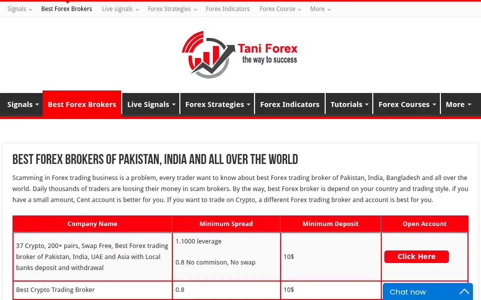 Screenshot of taniforex.com