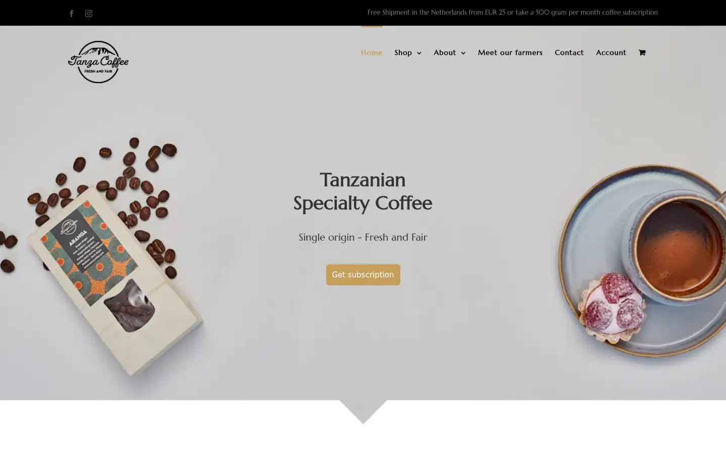 Screenshot of tanzacoffee.com