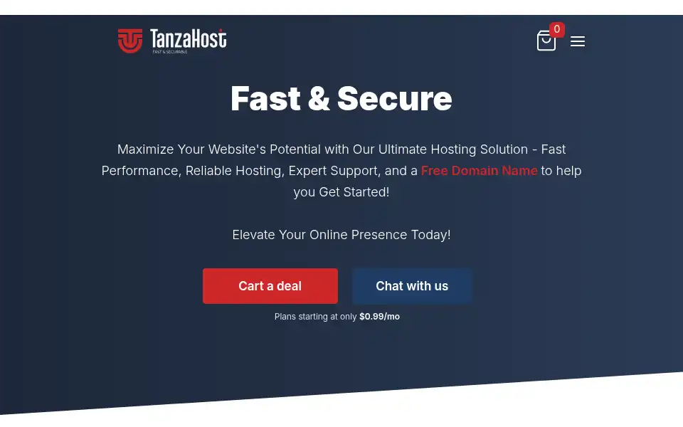 Screenshot of tanzahost.com