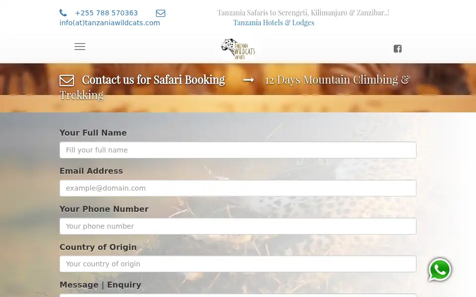 Screenshot of tanzaniawildcats.com