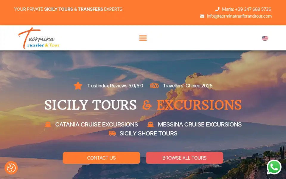 Screenshot of taorminatransferandtour.com